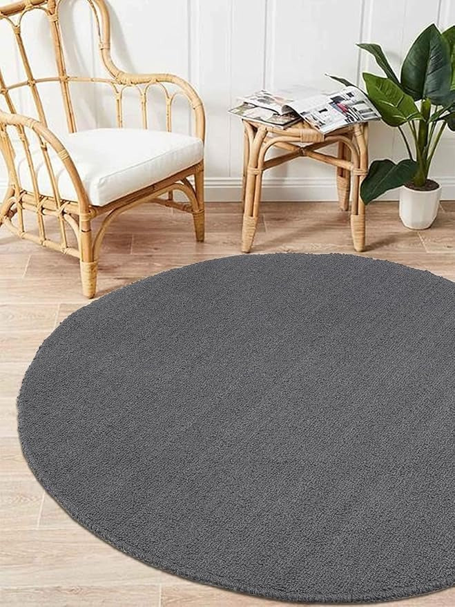 Saral Home Easy Living Home Beige Polypropylene Anti Skid Round Bathmat