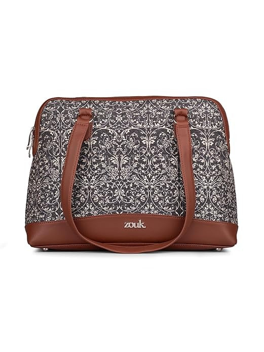 Zouk Carry All Work Bag Jute & Vegan Leather Handcrafted Women's Shoulder Bag