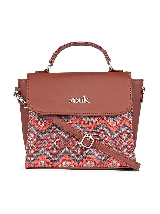 Zouk Statement Jute Sling Bag With Handle For Women's Girls Ladies