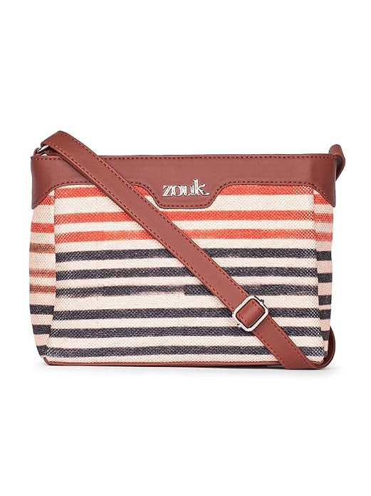 Zouk Harmony Sling Bag Crossbody Bags for Women Vegan Leather & Jute