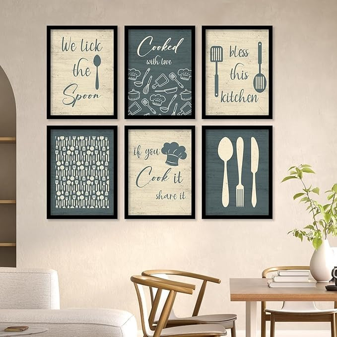 Kotart We Lick The Spoon Restaurant Quotes Posters with Frame for Kitchen Wall Decoration