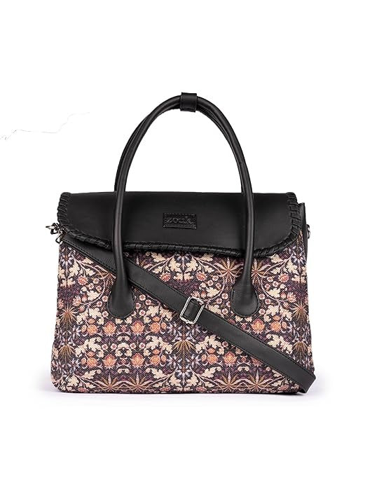 Zouk Printed Jute Handcrafted Vegan Leather & Jute Multicolor Women's Satchel Bag