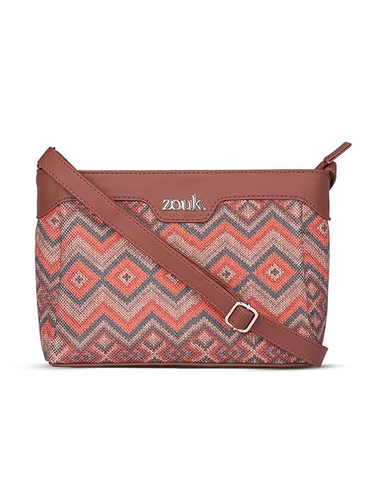 Zouk Harmony Sling Bag Crossbody Bags for Women Vegan Leather & Jute