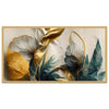 Dekorstation Canvas Floral Painting Abstract Elegant Golden Flower Floating Frame
