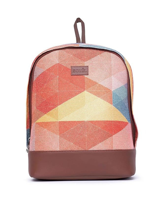 Zouk Printed Women's Jute Handcrafted Vegan Leather Multicolor Daypack/Backpack