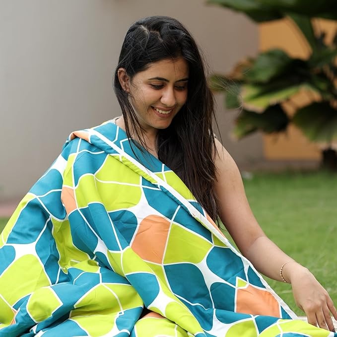 Divine Casa 120 GSM Microfiber Double Dohar Soft & Lightweight Throw Blanket Abstract Pattern Colour Acid Lime