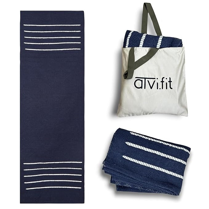 Atvi Fit Pure Cotton Anti Skid  Machine Wash Yoga Mat 73inches x 24inches 5mm thickness