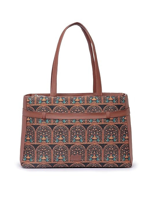 Zouk Women's Jute Handcrafted Vegan Leather Statement Office Shoulder Bag