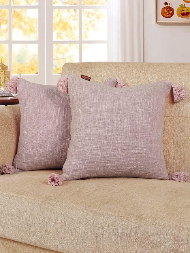Homadorn Luxury Cotton Handmade Decorative Boho Throw Pillow Covers Colour Lavender