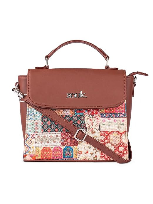 Zouk Statement Jute Sling Bag With Handle For Women's Girls Ladies