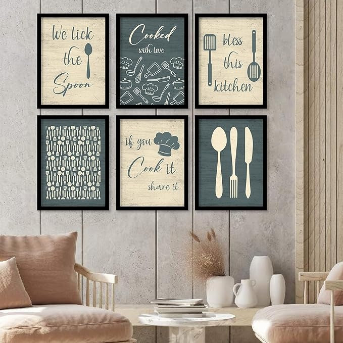 Kotart We Lick The Spoon Restaurant Quotes Posters with Frame for Kitchen Wall Decoration