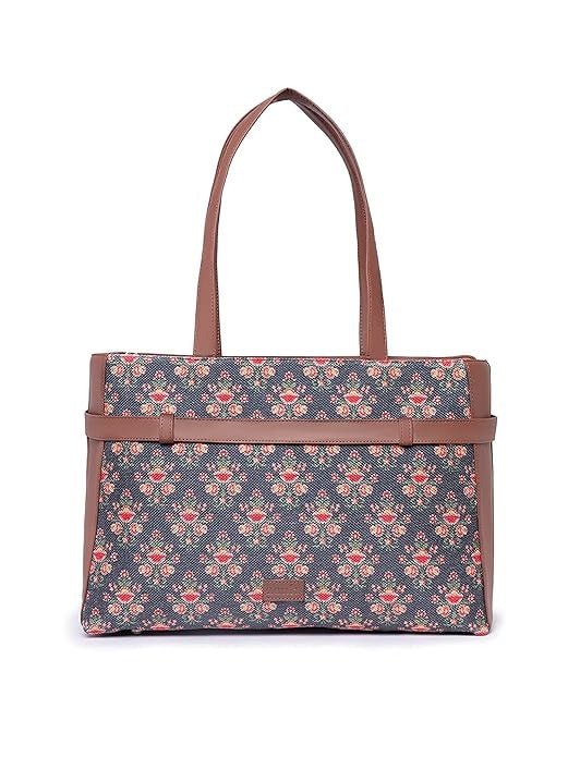 Zouk Women's Jute Handcrafted Vegan Leather Statement Office Shoulder Bag