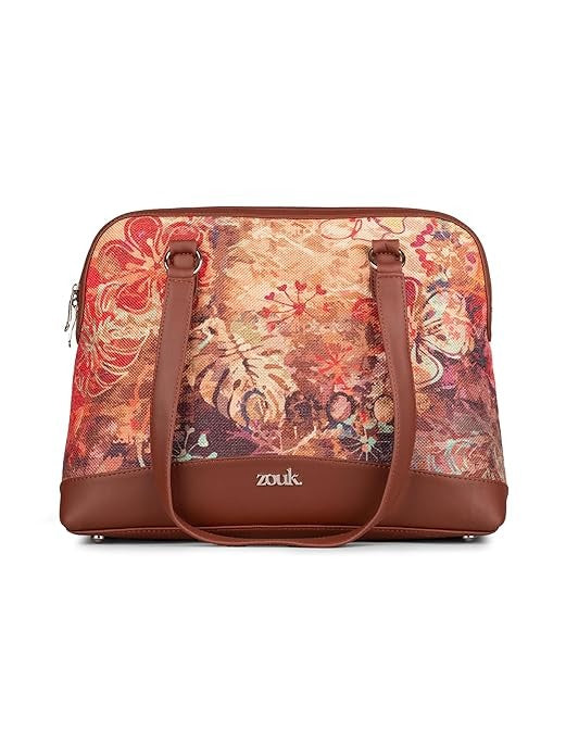 Zouk Carry All Work Bag Jute & Vegan Leather Handcrafted Women's Shoulder Bag