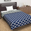 Divine Casa 120 GSM Microfiber Single Dohar Soft & Lightweight Throw Blanket Moroccan Pattern Colour Deep Blue