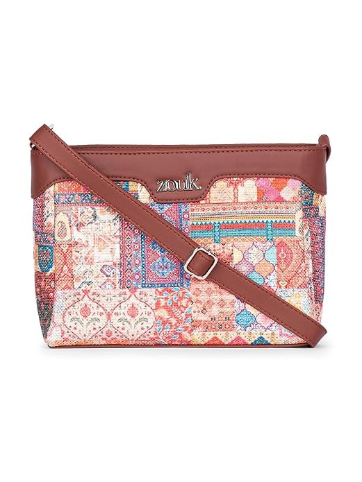 Zouk Harmony Sling Bag Crossbody Bags for Women Vegan Leather & Jute