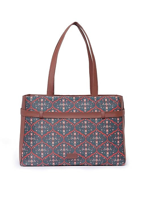 Zouk Women's Jute Handcrafted Vegan Leather Statement Office Shoulder Bag