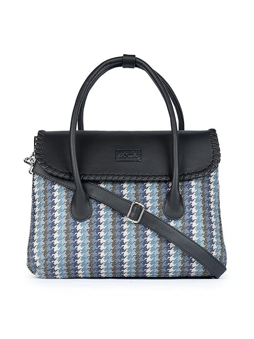 Zouk Printed Jute Handcrafted Vegan Leather & Jute Multicolor Women's Satchel Bag