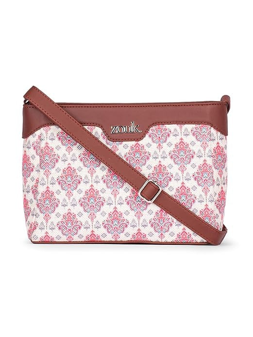 Zouk Harmony Sling Bag Crossbody Bags for Women Vegan Leather & Jute