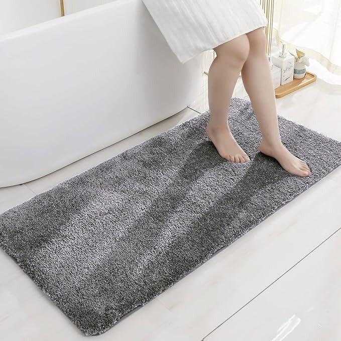 Luxe Home International Microfibre Rectangular Bath mat Super Soft Anti Skid Newman Mats For Bathroom Colour Silver