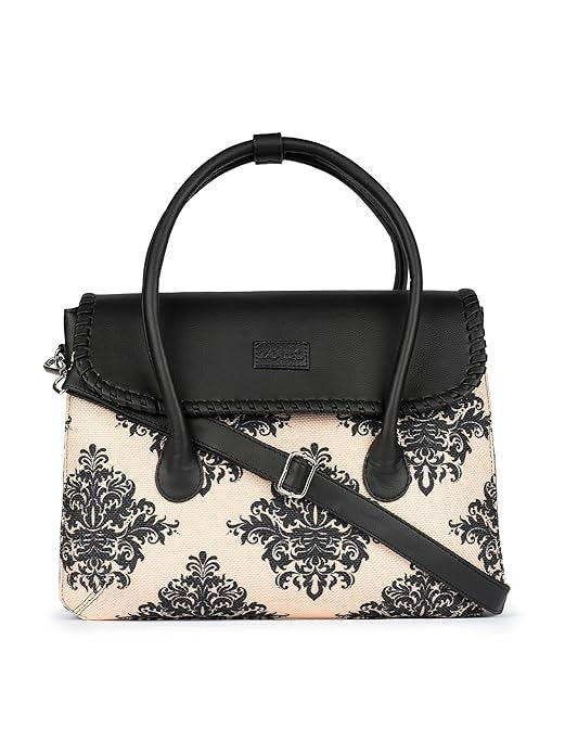 Zouk Printed Jute Handcrafted Vegan Leather & Jute Multicolor Women's Satchel Bag