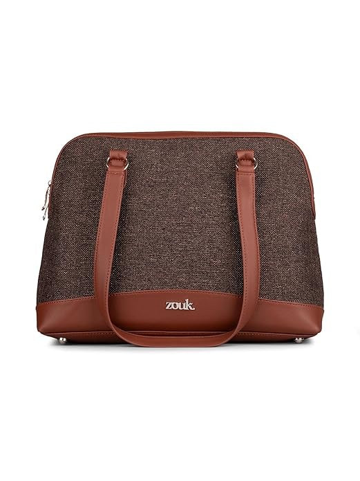 Zouk Carry All Work Bag Jute & Vegan Leather Handcrafted Women's Shoulder Bag