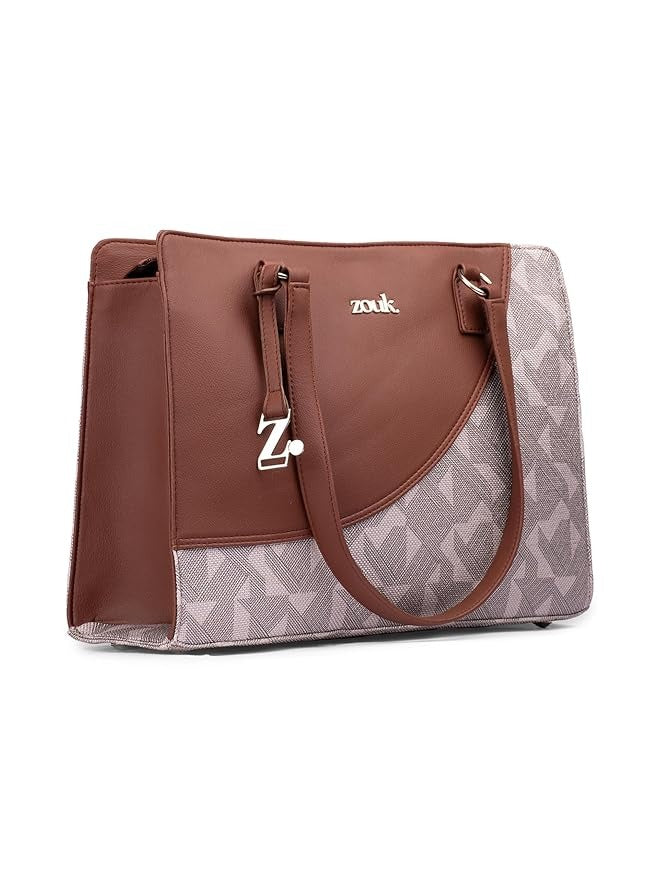 Zouk Women's Office Essential Bag Jute & Vegan Leather Handcrafted