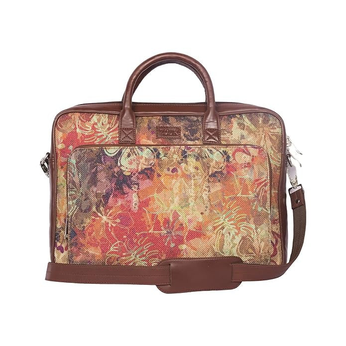 Zouk Laptop Bag for Women Ideal Jute & Vegan Leather Office Bags for Ladies