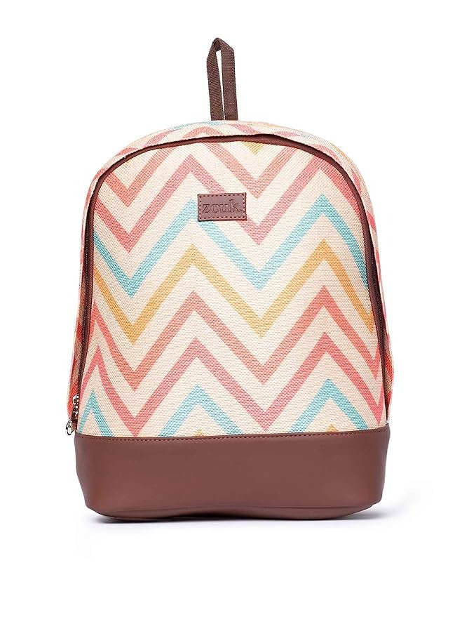 Zouk Printed Women's Jute Handcrafted Vegan Leather Multicolor Daypack/Backpack