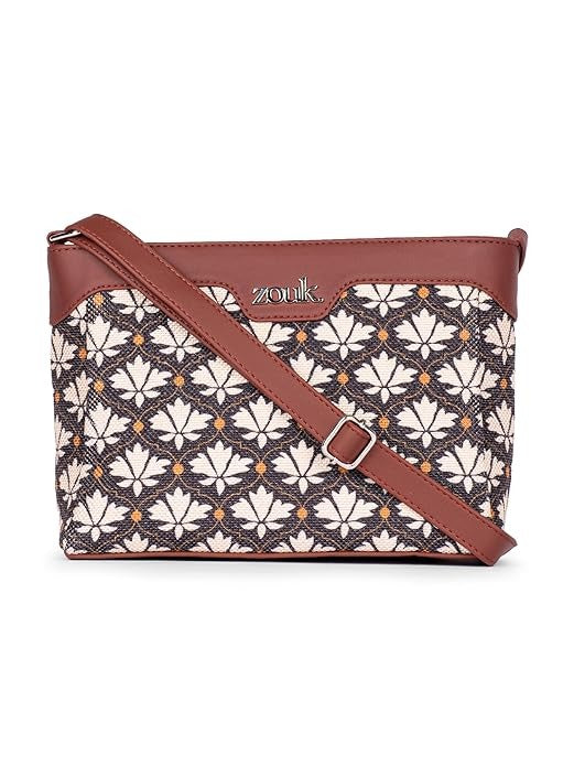 Zouk Harmony Sling Bag Crossbody Bags for Women Vegan Leather & Jute