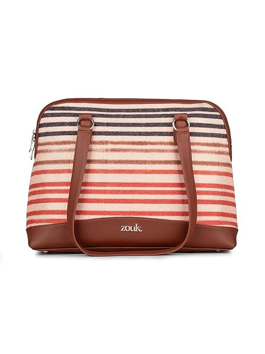Zouk Carry All Work Bag Jute & Vegan Leather Handcrafted Women's Shoulder Bag
