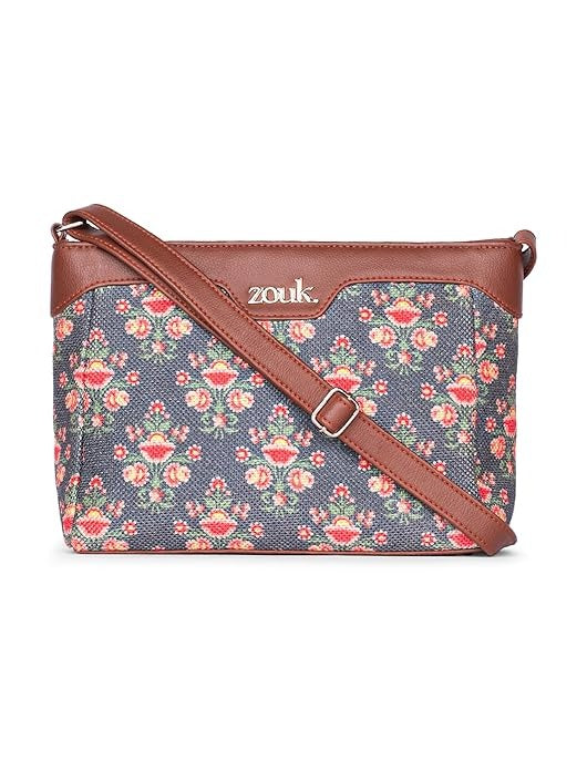 Zouk Harmony Sling Bag Crossbody Bags for Women Vegan Leather & Jute