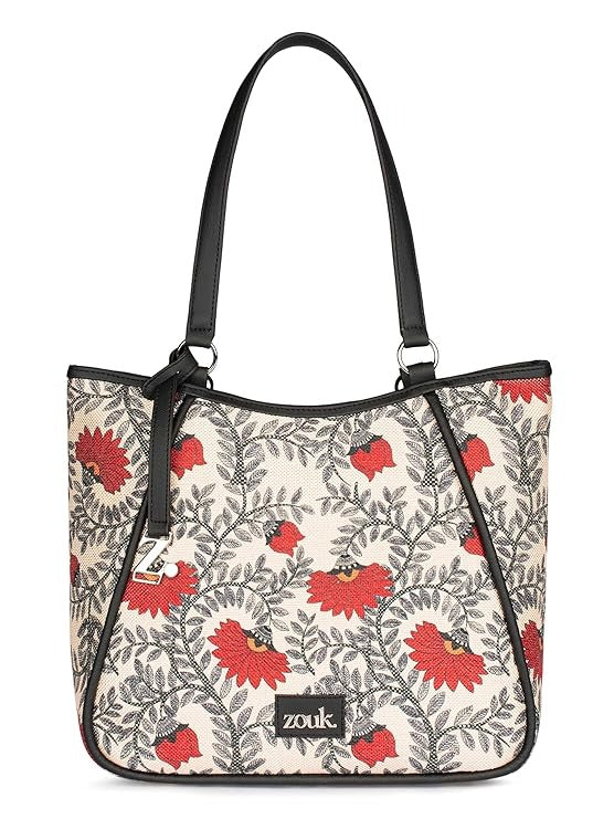 Zouk Naisha Tote Jute & Leather Handbag for Women