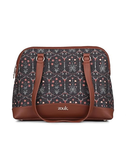 Zouk Carry All Work Bag Jute & Vegan Leather Handcrafted Women's Shoulder Bag