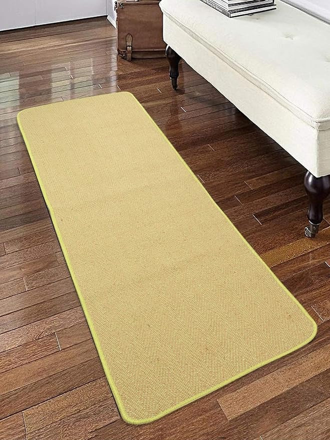 Saral Home Zig-Zag Soft Jute Cotton Durable & Washable Multipurpose Bedside Runner