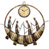 CraftOwl Emboss Metal Round Ship Antique Wall Clock with Showpiece Design 2