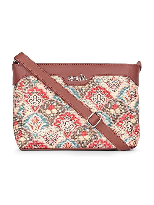 Zouk Harmony Sling Bag Crossbody Bags for Women Vegan Leather & Jute