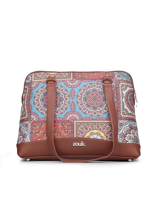 Zouk Carry All Work Bag Jute & Vegan Leather Handcrafted Women's Shoulder Bag