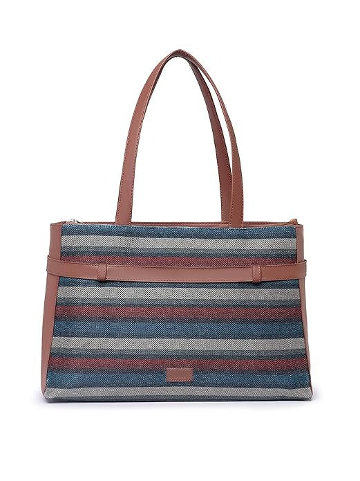 Zouk Women's Jute Handcrafted Vegan Leather Statement Office Shoulder Bag