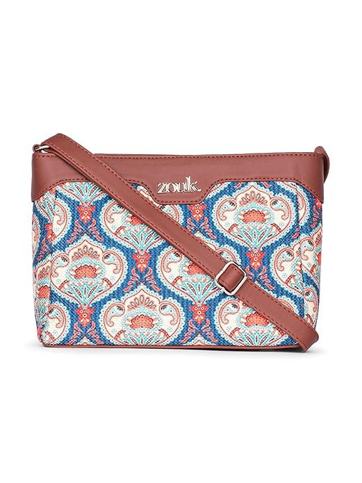 Zouk Harmony Sling Bag Crossbody Bags for Women Vegan Leather & Jute