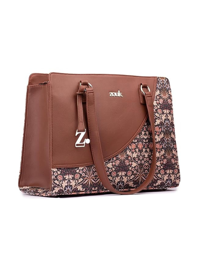 Zouk Women's Office Essential Bag Jute & Vegan Leather Handcrafted