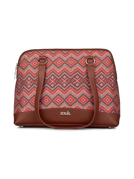 Zouk Carry All Work Bag Jute & Vegan Leather Handcrafted Women's Shoulder Bag