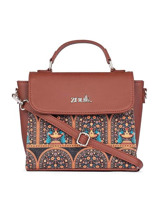 Zouk Statement Jute Sling Bag With Handle For Women's Girls Ladies