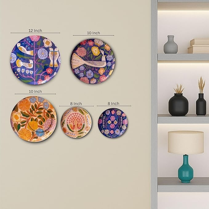 Ritualistic Kashmiri Wall Plates for Home Decoration Wall Showpiece Set of 5 Plates