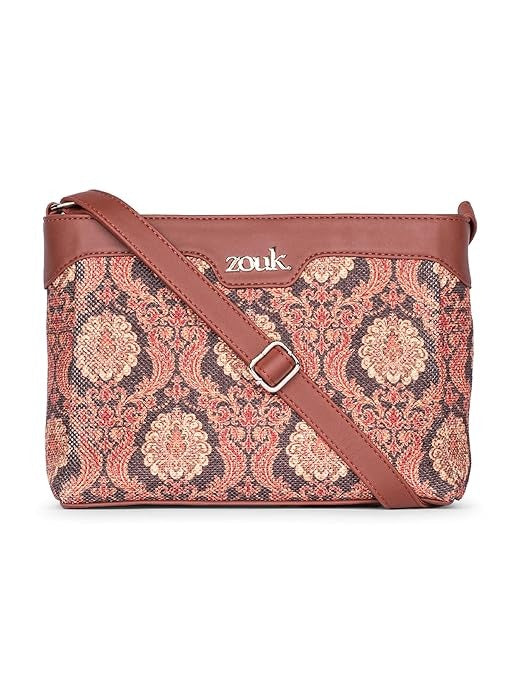 Zouk Harmony Sling Bag Crossbody Bags for Women Vegan Leather & Jute