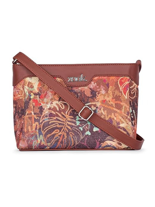 Zouk Harmony Sling Bag Crossbody Bags for Women Vegan Leather & Jute