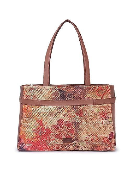 Zouk Women's Jute Handcrafted Vegan Leather Statement Office Shoulder Bag