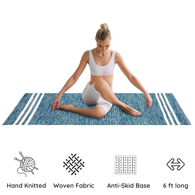 Atvi Fit Pure Cotton Anti Skid  Machine Wash Yoga Mat 73inches x 24inches 5mm thickness