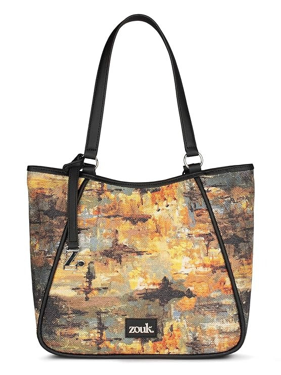 Zouk Naisha Tote Jute & Leather Handbag for Women