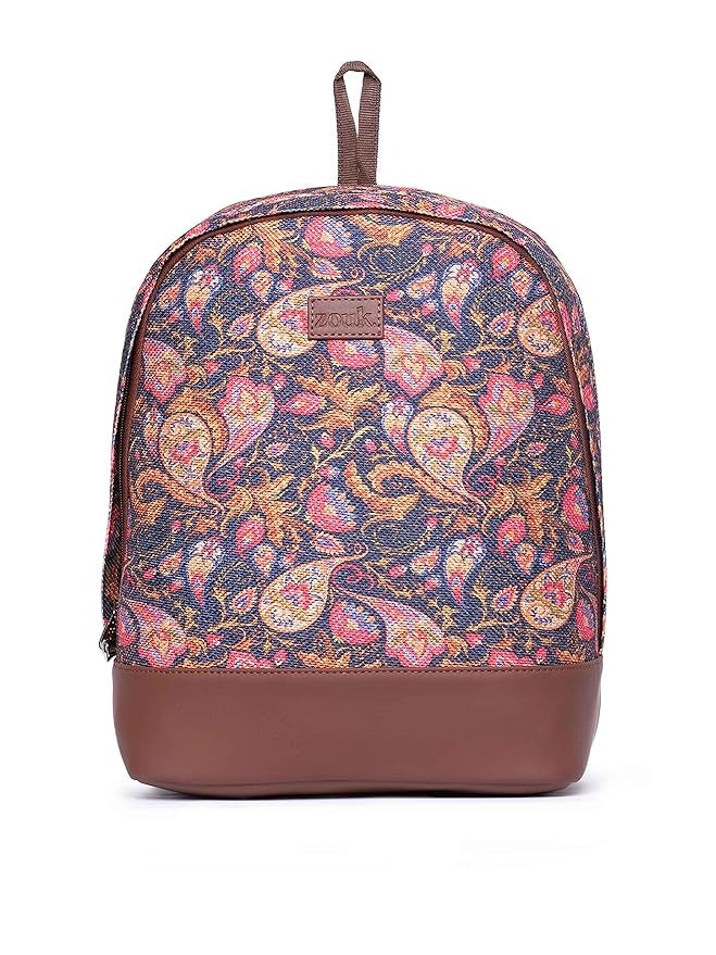 Zouk Printed Women's Jute Handcrafted Vegan Leather Multicolor Daypack/Backpack