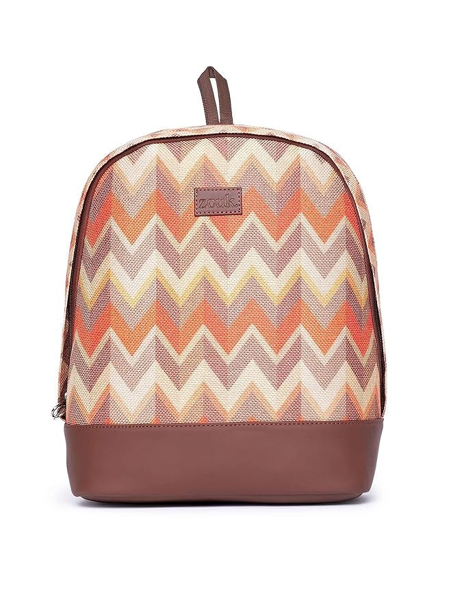 Zouk Printed Women's Jute Handcrafted Vegan Leather Multicolor Daypack/Backpack